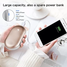 2pcs Rechargeable Hand Warmers USB 5000mAh Power Bank Electric Mini Reusable Xmas New - Gold - View 2