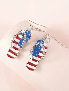 1 cặp Hoa tai hình lá cờ Mỹ thời trang Châu Âu và Hoa Kỳ, trang sức tai theo chủ đề cờ sao sọc đỏ, trắng và xanh, phù hợp cho cả nam và nữ - Nhiều màu - Xem 5