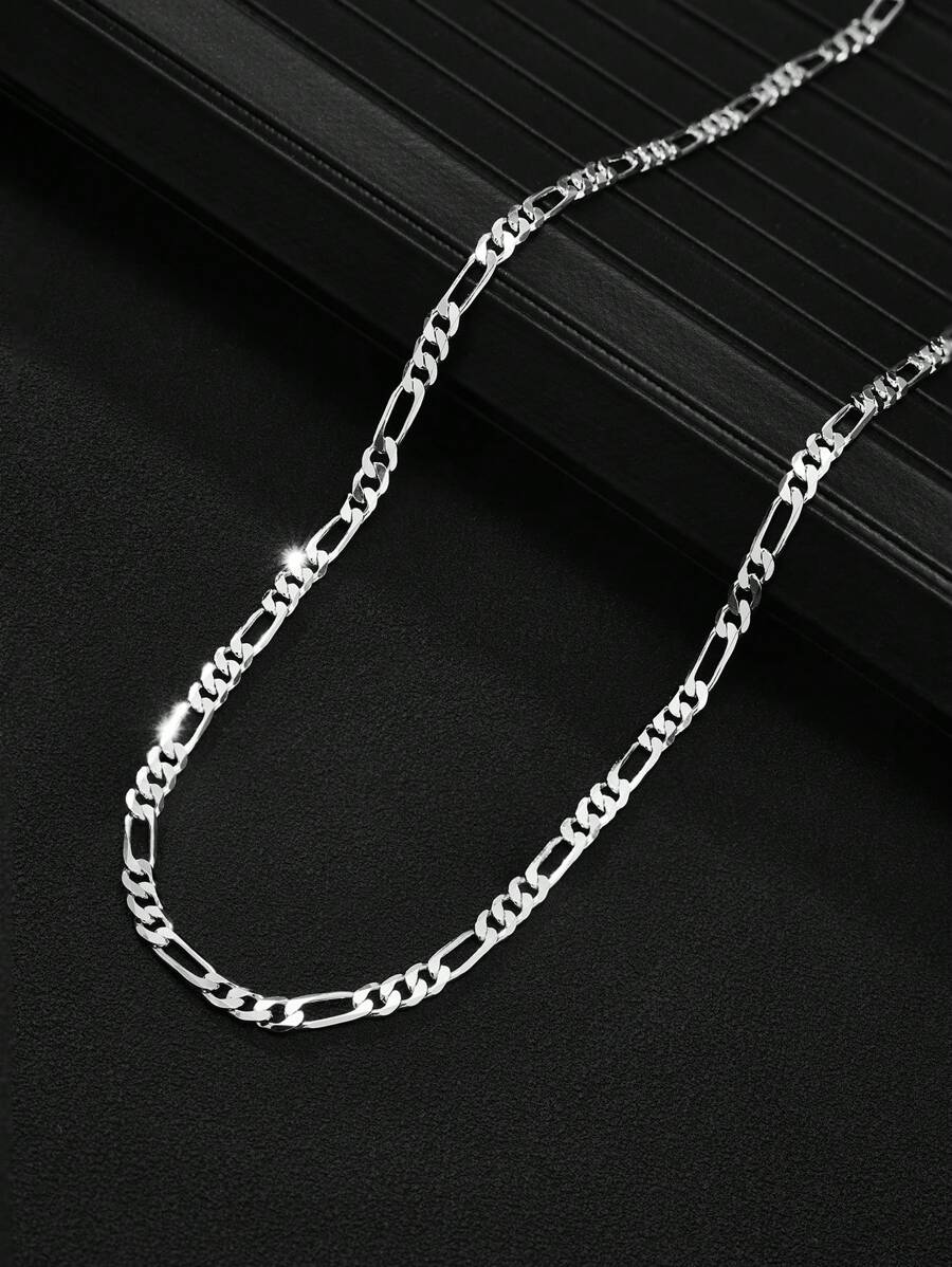 SYMFNY 1pc 925 Sterling Silver Minimalist INS Style Necklace, Hip Hop Cool Necklace Suitable For All Occasions - Silver - View 1