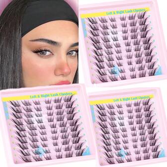 60 件 D 卷自然假睫毛，3D 纤细猫眼睫毛延长单根睫毛套装，自然造型睫毛簇，睫毛簇，单根睫毛，睫毛，假睫毛
