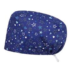 1pc Cartoon Animal, Plant, Starry Print Polyester Work Cap, Doctor/Nurse Hat, Unisex Dust-Proof Brimless Cap, For All Seasons Halloween - K - View 12