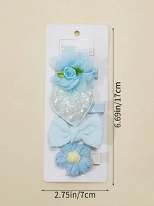 4pcs/Set Baby Girls' European And American Style Fabric Flower & Bow Hair Clips, Non-Damaging (No Paper Card) - Multicolor - View 6