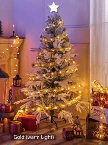 1m/3m/5m/10m Christmas Decorative Items LED Lights, Gold Filament Ribbon, Warm Light String, Christmas Tree Satin Ribbon Bow Lights - Yellow - View 7