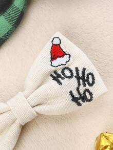 5 件装女童圣诞蝴蝶结发夹，布艺圣诞树圣诞老人印花发夹，儿童小发饰节日礼物 - 彩色 - 查看 3