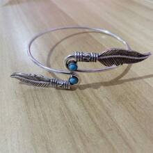 1 Miếng Bohemian Vintage Lông vũ Mở Kết thúc Có thể điều chỉnh Vòng tay Đối với phụ nữ , Đúng mốt Tiệc cưới Đồ trang sức Qủa tặng - Màu Bạc Cổ - Xem 5