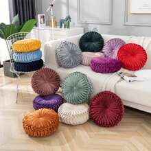 Round Pumpkin Cushion Soft Plush Velvet Cushions Luxury Filled Cushion Decoration Holland Velvet Round Cushion Soft Cushions Luxury Chic Filled Round Cushions