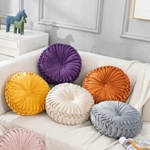 Round Pumpkin Cushion Soft Plush Velvet Cushions Luxury Filled Cushion Decoration Holland Velvet Round Cushion Soft Cushions Luxury Chic Filled Round Cushions