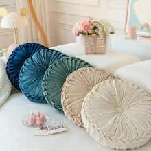 Round Pumpkin Cushion Soft Plush Velvet Cushions Luxury Filled Cushion Decoration Holland Velvet Round Cushion Soft Cushions Luxury Chic Filled Round Cushions