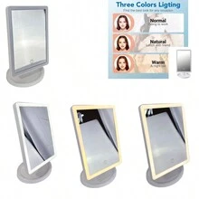 FD LED Makeup Mirror With Lights, 180 Degree Free Rotation, Adjustable Brightness Touch Screen, USB Rechargeable, Pink And White Color Sent Randomly - Multicolor - View 5