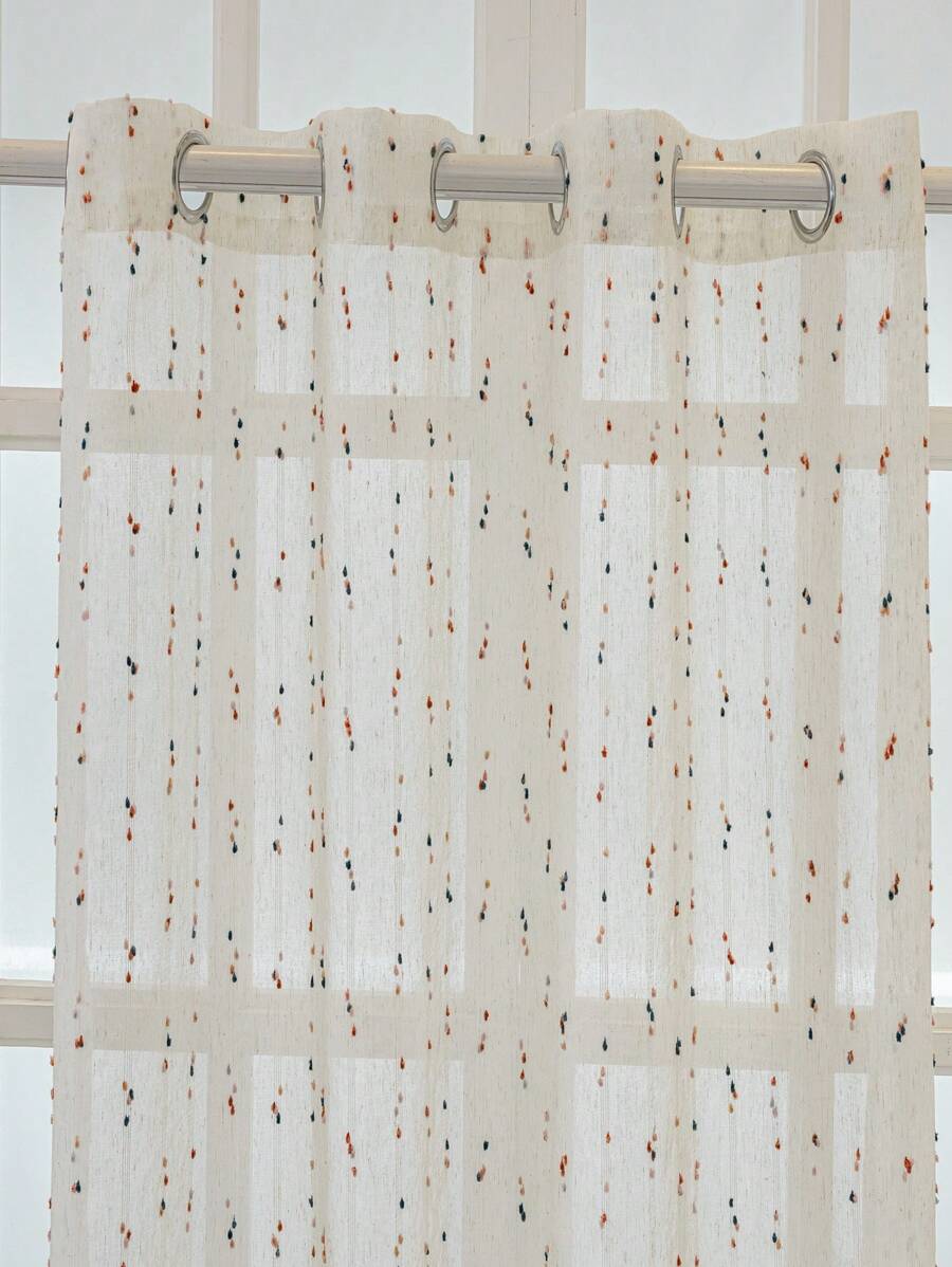 1 件彩色 3D 蓬松球设计薄纱窗帘，适用于卧室、客厅、阳台、办公室 - 彩色 - 查看 1