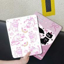 1PC IPad 9 Generation 10.2-Inch Cute Cat Tri-Fold Transparent Shockproof Case 7/8/10 Generation 2024 New MINI5 - White - View 6