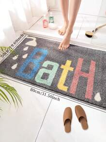 1pc Faux Cashmere Carpet Floor Mat Soft & Non-Slip,Bath Letter Pattern, Hand Washable For All Seasons, Indoor Use ,Room Decor,For Bathroom Home Bathroom Decor Bath Rug Outdoor Rug Door Mat Fall Decor Bathroom Accessories Back To School