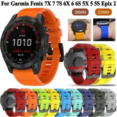26 22 20 毫米硅胶 QuickFit 表带适用于 Garmin Fenix 7X 7 7S 6X 6 6S Pro 5 5X 5S Epix 2 智能手表腕带