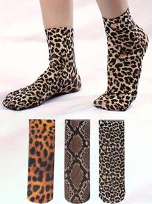 YiPinOu 3 Cặp Tất Ngắn Họa Tiết Hoa Lớn Họa Tiết Da Báo Giày Mùa Hè Tất Co Giãn Cao Thoải Mái Thoáng Khí Thường Ngày Cho Nữ Tất Trượt Ván - Nhiều màu - Xem 2