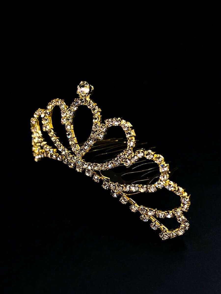 Mini Gold Crown For Kids In Different Shapes And Sizes, With Lots Of Crystals And Easy To Put On. Princess Tiaras For Girls, Wedding Party Accessories, Hair Jewelry, Gifts. - N-8 - 查看 1
