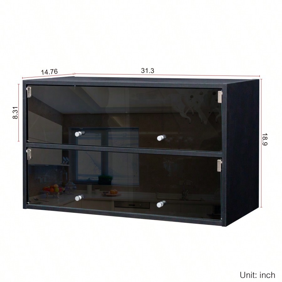 Black Glass Door Shoe Box Shoe Storage With RGB Led Light