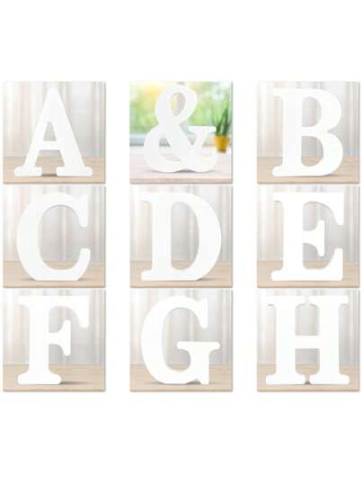 6 Inch White Wood Letters, Unfinished Wood Letters For Wall Decor Decorative Standing Letters Slices Sign Board Decoration For Craft Home Party Projects Best Gifts Birthday Graduation