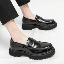 Men's Thick-Soled Elevator Loafers,  Slip-On Leather Shoes, Casual Driving Shoes, Anti-Slip Formal Oxfords, Breathable