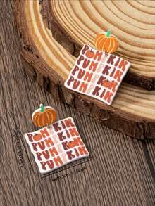 1 对亚克力南瓜秋季感恩节耳环女士珠宝 - 彩色 - 查看 3