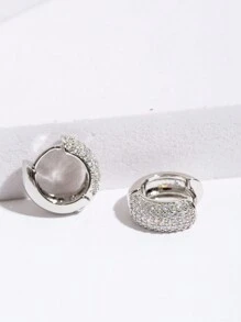 两件套奢华密镶耳环，男女皆宜，镀银耳环，嘻哈派对饰品，新娘婚礼节日配饰，送给女朋友或情侣的礼物 - 1171 white gold - 查看 5