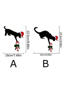 1 pièce Décorations d'angle de porte de Noël en forme de chat noir et de chien - Ornements en bois pour la porte, parfait pour l'ambiance des fêtes et les décorations de Noël