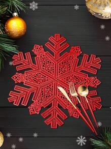 1/4/6件組聖誕雪花餐墊，PVC材質，適用於聖誕餐桌裝飾、花瓶墊，聖誕餐桌雪花裝飾防護墊 - 彩色 - 查看 11