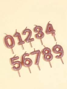 1 pieza Vela de cumpleaños con brillo y purpurina con número, Navidad - Oro rosa - Ver 5