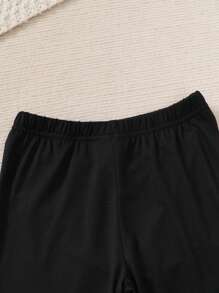 5pcs/Set Tween Girls Soft & Comfortable Knit Solid Color Leggings Pants Set, Spring/Autumn - Multicolor - View 10