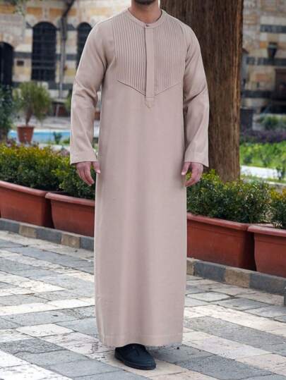 Muslim Men's Long Sleeve Middle East Saudi Arabia Long Robe Islamic Abaya Dress Dubai Caftan