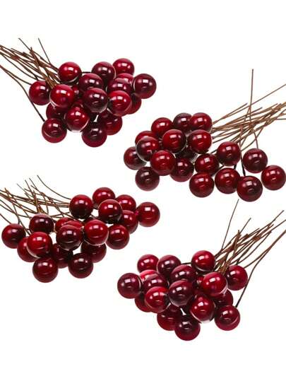 MEHELANY 200 piezas de bayas de acebo artificial, bayas pequeñas de espuma burdeos, plantas artificiales de color rojo vino, mini bayas falsas de 10 mm en alambre para hacer coronas de flores, manualidades, arreglos, decoración de bodas, flores de bayas, decoración de fotos, decoración de fiestas, decoración del hogar, decoración de tarjetas, decoración de tocados nupciales, decoraciones navideñas, decoración de habitaciones