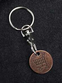1 pieza Moneda de metal con logotipo de carrito de supermercado, gancho de langosta, llavero creativo, disponible al por mayor, un regalo para mamá, accesorio para coche, dije para bolso, accesorio escolar, lindo, gótico, Y2K