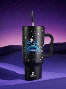 Cốc 40oz có nắp và ống hút, Bình nước cách nhiệt bằng thép không gỉ có quai xách, Bình nước cách nhiệt chân không, Cốc cách nhiệt, Cốc uống nước quà tặng, Giữ lạnh trong 34 giờ hoặc giữ nóng trong 10 giờ, Di động Thích hợp cho cắm trại ngoài trời, Đi bộ đường dài, Lái xe và Du lịch bằng ô tô (Ung thư) - màu đen - Xem 2