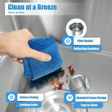 SENDERPICK Double Bowl Stainless Steel Drop-In Kitchen Sink Dishwasher Vegetable Sink Home - Silver - View 8