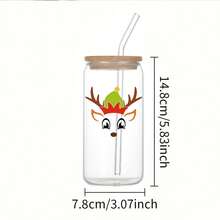 1 bình nước thủy tinh 16oz tùy chỉnh có in hình tuần lộc Giáng sinh và tên cá nhân, có nắp và ống hút, di động, quà tặng lý tưởng cho bạn bè và gia đình, bất ngờ đêm Giáng sinh - Nhiều màu - Xem 5