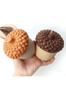 Molde de silicona 3D grande en forma de bellota para velas, cera de abeja, fondant, yeso, caramelos, resina y manualidades - Blanco - Ver 1