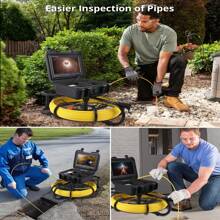 Sewer Camera With Self Leveling, 165 Ft Plumber's Snake Camera With 9 Inch HD LCD, DVR And Adjustable LEDs, Snake With Markings, 16 GB Secure Digital Card, Water-Repellent IP68 - Black - View 8