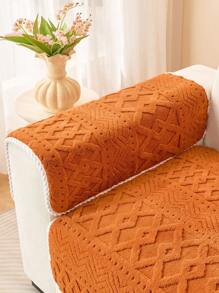 1pc Boho Solid Color Sofa Cover, Anti-Cat Scratch Sofa Cover,Durable Washable Universal Furniture Cover,Bedroom, Office, Living Room Home Decoration - Orange - View 9