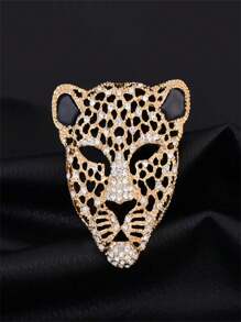 1 Peça Broche de Cabeça de Leopardo com Pedras de Strass na Cor Prata Metálica, Broche Animal Pequeno Elegante e Chique para Mulheres, Sexy e Elegante