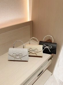 1 pieza Bolso de mano de fiesta formal brillante y de lujo para mujer, bolso de novia de boda con decoración de lazo de cristal, bolso de fiesta perfecto para fiesta, boda, baile de graduación, cena/banquete, perfectamente a juego con vestido de fiesta de Año Nuevo, vestido de fiesta con lentejuelas, el mejor regalo de San Valentín para ella, bolsos de fiesta Tready, perfectos para fiestas, bodas, bailes de graduación, cenas/banquetes