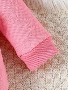 女婴连帽长袖蝴蝶结装饰前开襟连体衣 - 彩色 - 查看 6