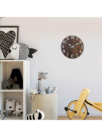 1pc Vintage Country Farmho Wooden Wand Clock, Silent Non Ticking 10/12/14/16 Inch, Bruin Wood Grain, ative Living Room, Bedroom, Dining Kitchen, Office, Outdoor, Battery Free,Home ,Room Birthday Graduation Klok Bedroom Dormitory Back To School view 5