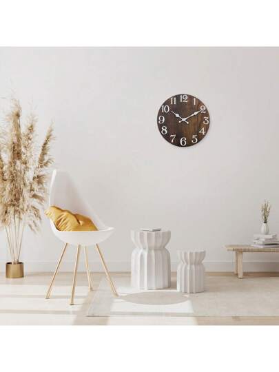 1pc Vintage Country Farmho Wooden Wand Clock, Silent Non Ticking 10/12/14/16 Inch, Bruin Wood Grain, ative Living Room, Bedroom, Dining Kitchen, Office, Outdoor, Battery Free,Home ,Room Birthday Graduation Klok Bedroom Dormitory Back To School view 2