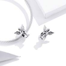 bamoer 1 PC 925 Sterling Silver Angel God Charms Wings Beads Heart Cupid Belief Pendant Fit Women Bracelet Necklace DIY Fine Jewelry - Silver - View 6