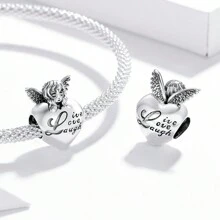 bamoer 1 PC 925 Sterling Silver Angel God Charms Wings Beads Heart Cupid Belief Pendant Fit Women Bracelet Necklace DIY Fine Jewelry - Silver - View 5