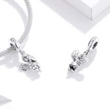 bamoer 1 PC 925 Sterling Silver Angel God Charms Wings Beads Heart Cupid Belief Pendant Fit Women Bracelet Necklace DIY Fine Jewelry - Silver - View 7