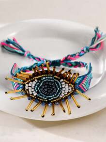 1 件时尚波西米亚嘻哈风格串珠水钻眼刺绣几何图案彩色流苏手链，可调节尺寸情侣/闺蜜款，适合日常、聚会、节日和派对穿着 - 手繩 - 查看 6