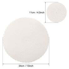 Round Braided Woven Place Mats And Coasters Set Of 12 Washable Heat Resistant Table Mats For Kitchen Dining Table Home Restaurant Christmas Wedding Party Decor - Beige(Tweed Pattern) - View 6