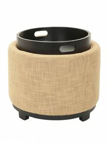 Safavieh Hudson Collection HUD8232 Wood Chelsea Round Tray Ottoman