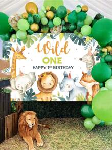 1pc Forest Animal 1st Birthday Background Cloth Banner, 1st Birthday Party Decoration Background Cloth,Christmas