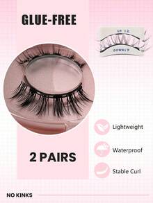 2 pares de pestañas magnéticas reutilizables con aplicador, sin pegamento, mirada natural sin delineador, kit de pestañas magnéticas - Pestañas Naturales - Ver 2